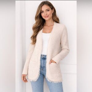 Banana Republic Cream Cardigan with Blue Accents